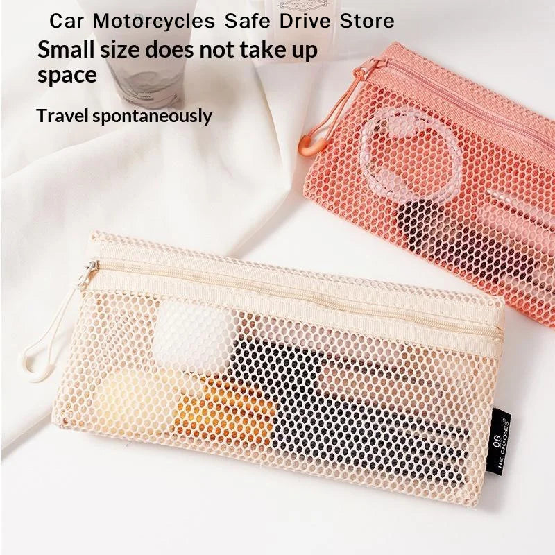 MBreathable Mesh Zipper Storage Pouch Visible Large Capacity Makeup