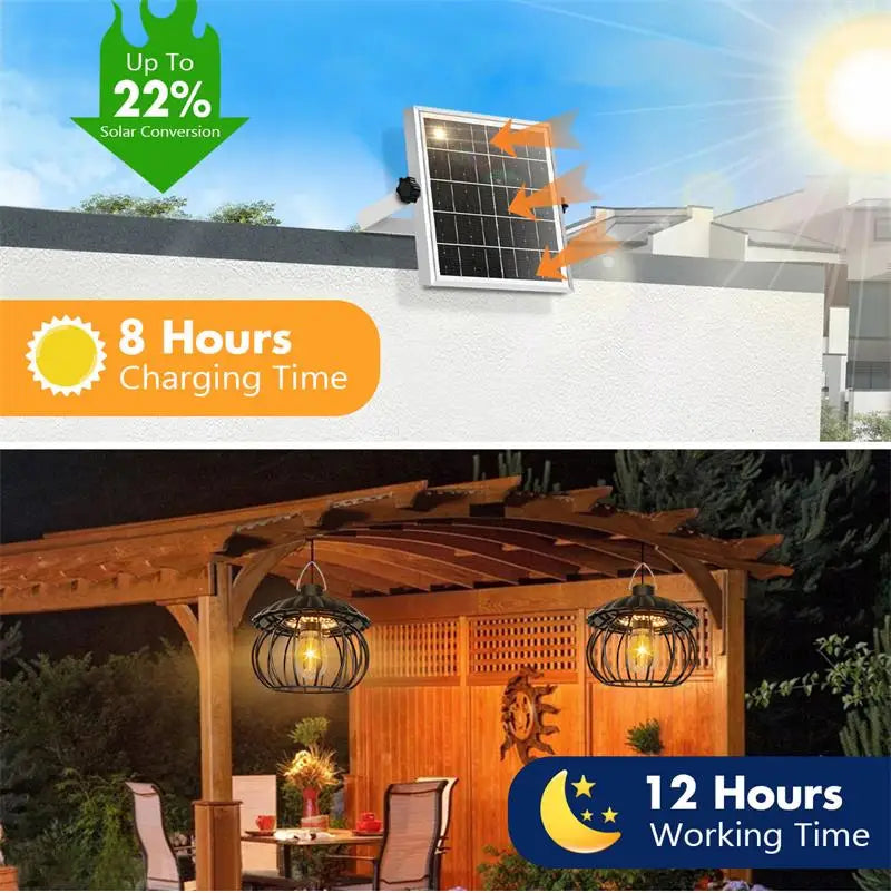 Solar Garden Light White Warm Pumpkin Pendant Lamp Hanging Shed Zpaxo