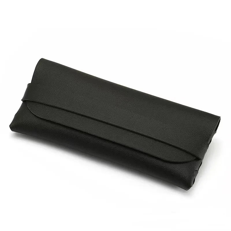 Black White Leather Glasses Case Soft Stylish Protection Pouch Men Zpaxo black