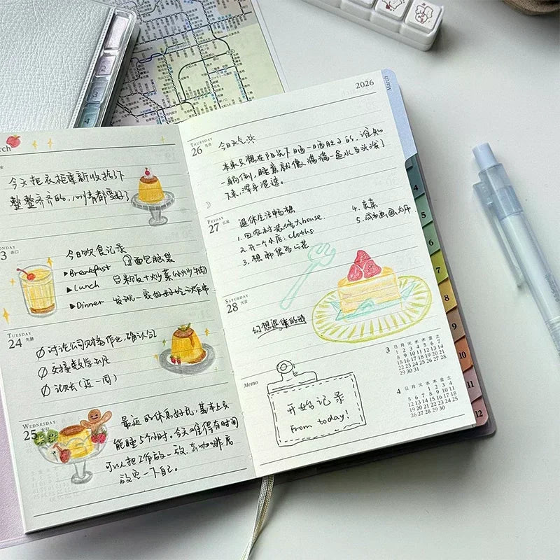 Calendar Notebook Diary 2026 Planner With Rainbow Cortical Schedule Handbook High Value Monthly Weekly Plan Work Notes Zpaxo