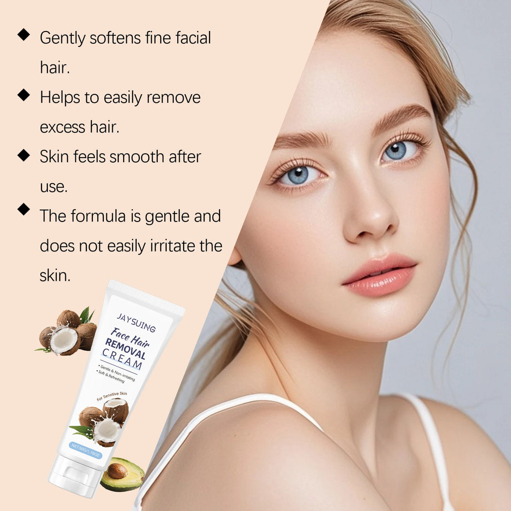 Coconut Facial Hair Removal Cream – Gentle & Fast | 50g Facial Hair Removal Cream Zpaxo