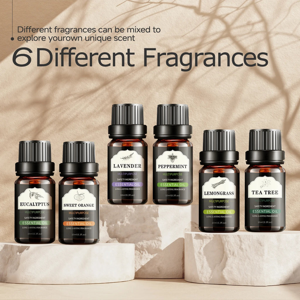 10ml essential oil 6 piece essential oil set: lavender peppermint eucalyptus sweet orange lemonsrass tea tree perfect gift Zpaxo