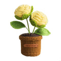 Hand Crocheted Rose Flower Potted Plant Decoration Home Office Desk