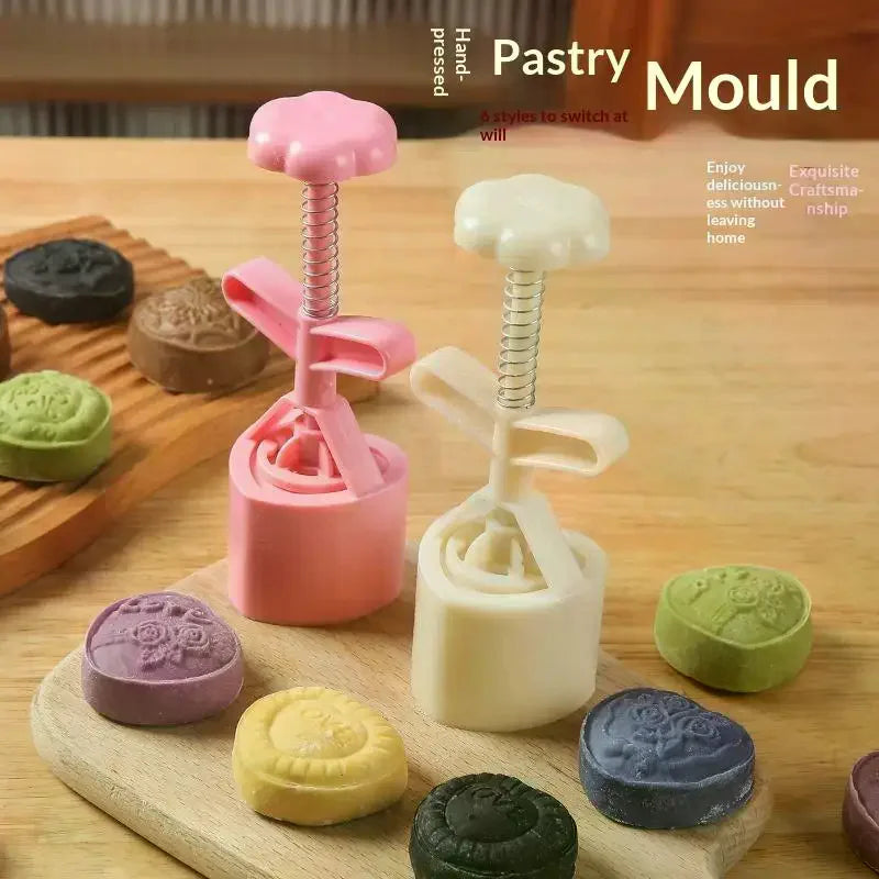 DIY Baking Mold 1Set Valentine's Day Cookie Stamp Flower Mooncake Mold Spring Pastry Cake Decorating Tool Hand Pressure Home Zpaxo