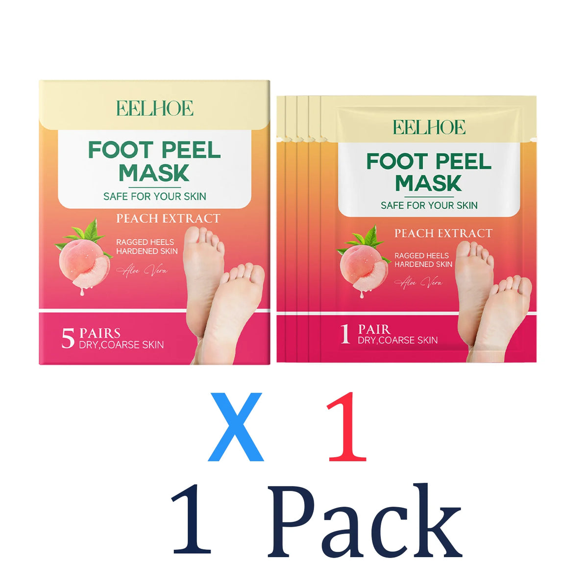 5 Pairs Peach Scented Foot Mask Heavy Moisturizer for Dry & Cracked Heels Callus Remover Socks for Soft Smooth Feet at Home Zpaxo 1 Pack
