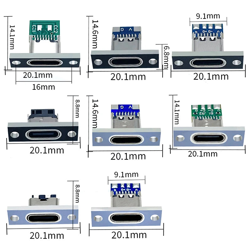 USB 3 1 C Socket Screw Fixing Plate Type-c Jack 2Pin 4Pin 5Pin 6Pin Zpaxo
