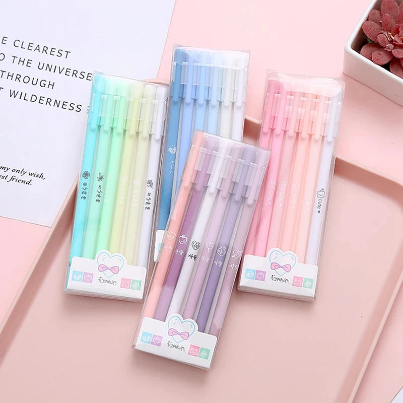 6-Pack Morandi-style Gel Pen Black Ballpoint Pens Office School