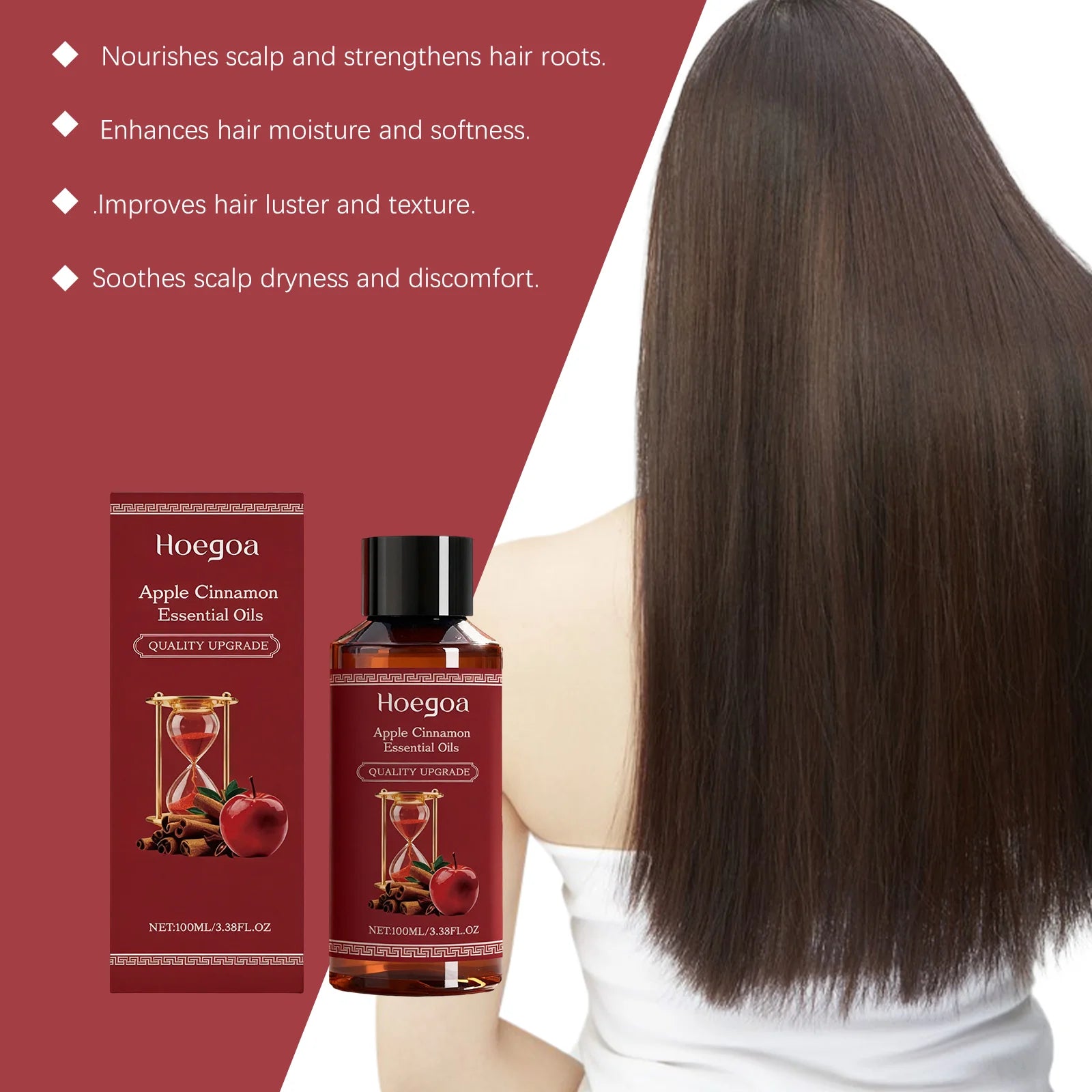 Apple Cinnamon Hair Care Oil Relieving Scalp Dryness Moisturizing Smoothing Improving Hair Shine Texture Refreshing Scalp Zpaxo
