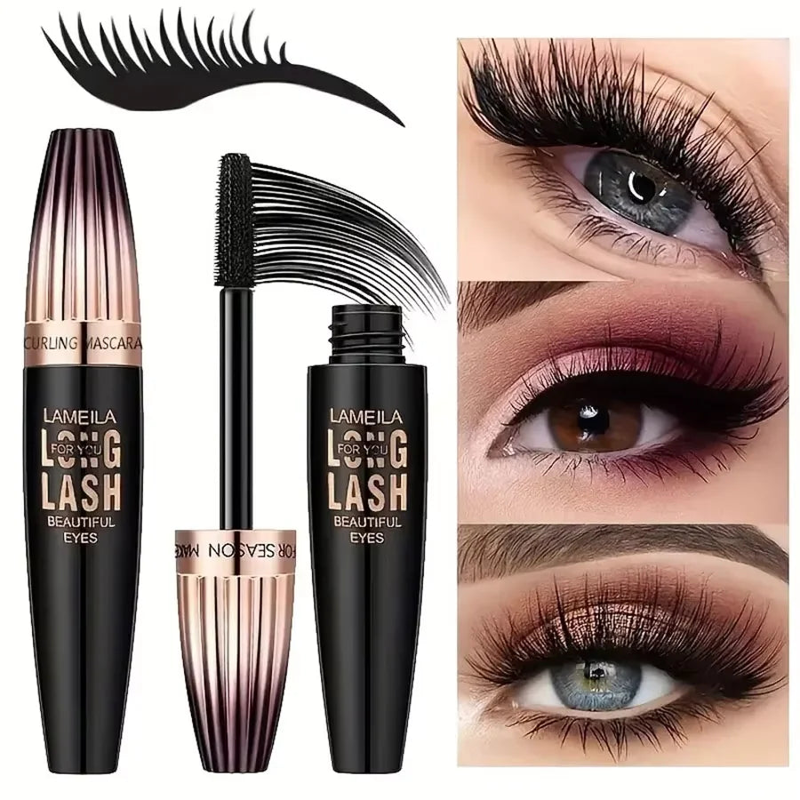 Black Mascara Thickening - Long-Lasting, Volumizing , Fiber Formula with 360° Spiral Brush Waterproof Liquid Fiber Mascara Zpaxo black