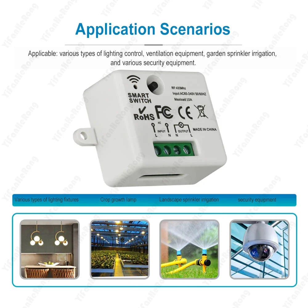 10A Relay 433Mhz Universal Wireless Remote Control Switch 110V 220V Mini Receiver Remote Control For Home Led Light Lamp Zpaxo