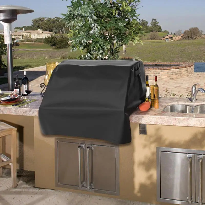 BBQ Grill Top Cover Water Resistant Built In Grill Cover Dust Cover 210D Oxford Cloth Barbecue Grill Cover Camping Accessories Zpaxo