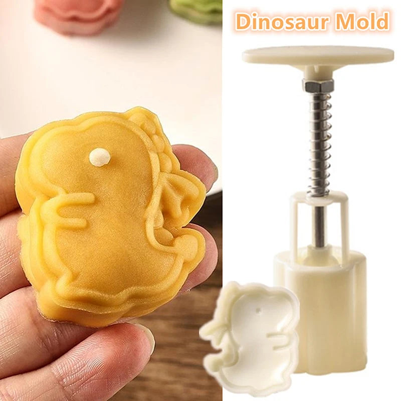 Cartoon Dinosaur Mooncake Mold Creative Patisserie Stamps Hand Press Zpaxo