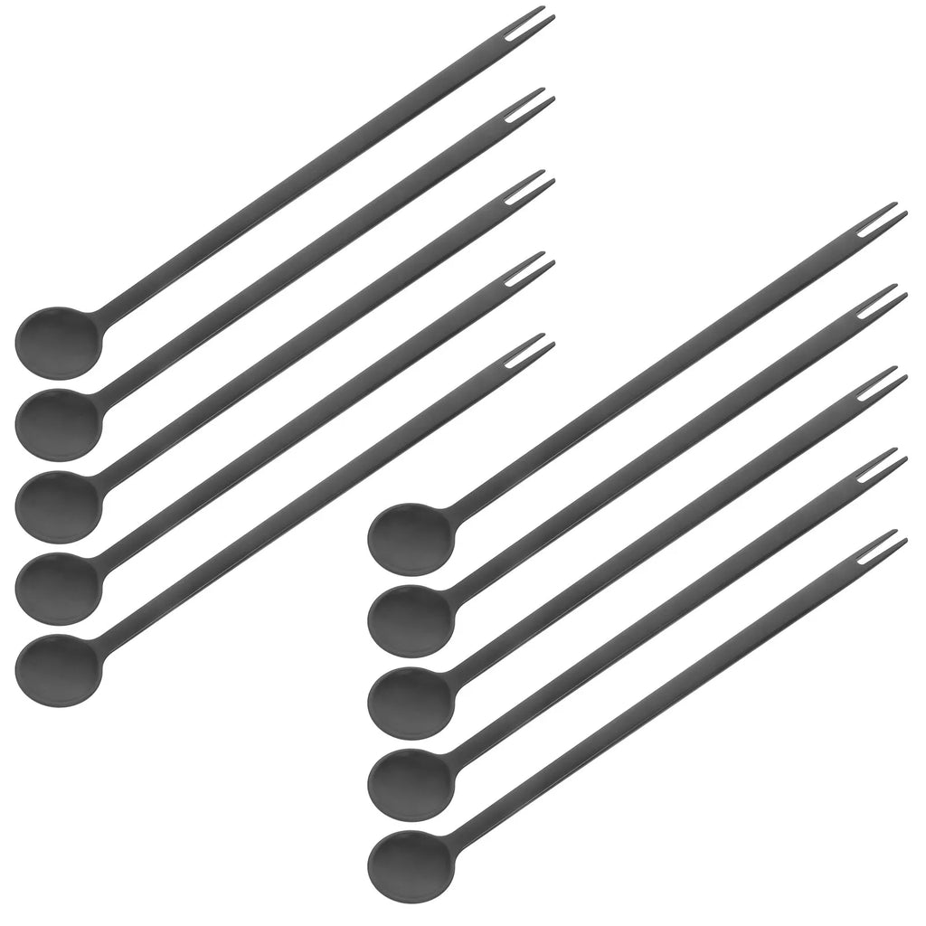 Fruit Fork Long Handle Dual Side Spoon Multifunctional Stirring