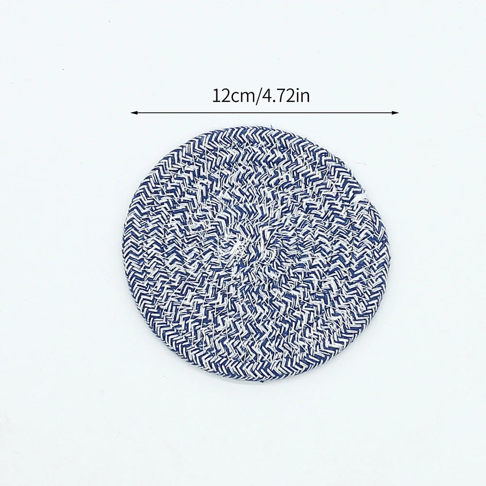 1PC Cotton Thread Cup Mat 12cm Round Coaster Knitting Table Mat Pot Holder Coffee Drink Tea Cup Woven Anti-Scalding Mat Zpaxo M