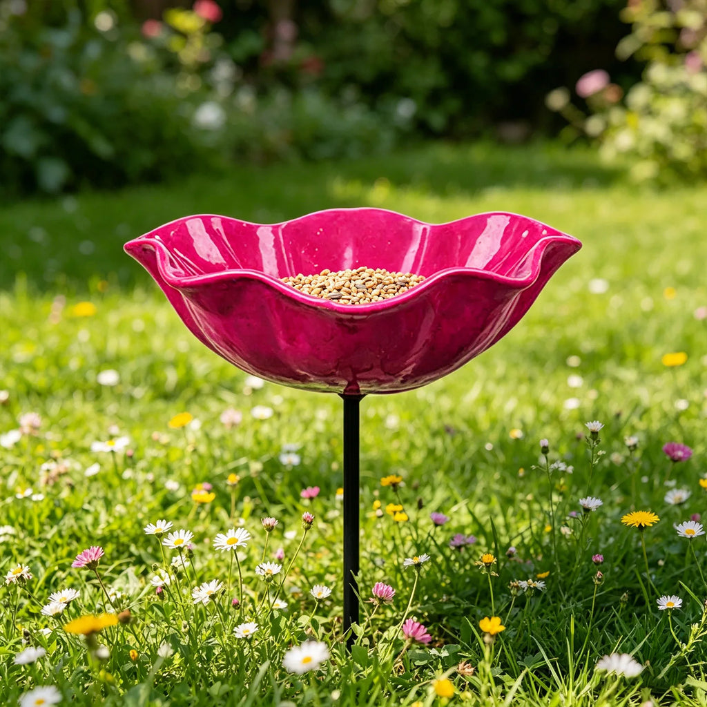 Bee Watering Station Flower Design Butterfly Bath Bowl Decor Metal