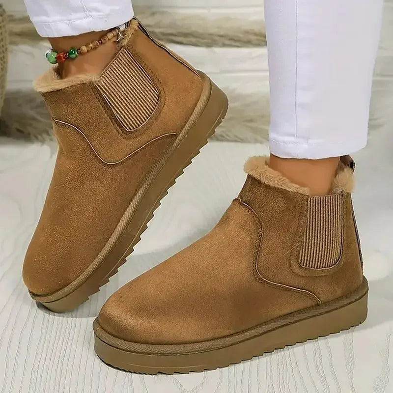Women Ankle Boots 2025 Flats Platform Designer Shoes Winter Plush Warm Snow Boots Women Luxury Outdoor Casual Shoes for Women Zpaxo Brown 38