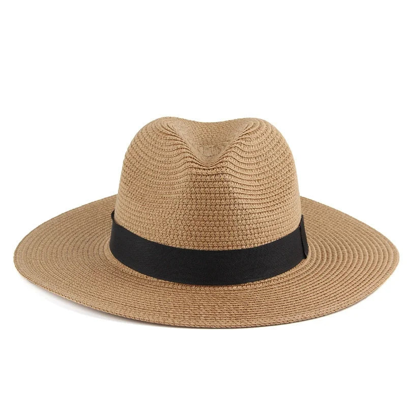 Fashion Men Straw Hat Women Summer Trendy Beach Sun Hats Solid Zpaxo Khaki