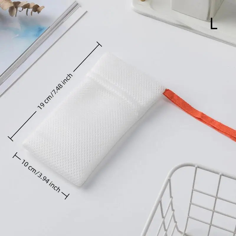 1Pcs Bath Cleansing Foaming Net Double-Sided Square/Oval Soap Bag Body Exfoliating Scrubber Sponges Bathroom Mesh Soap Pocket Zpaxo L White
