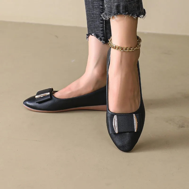 Women's Solid Comfortable Vintage Pointed Closed Toe Single Shoes Zpaxo black 43