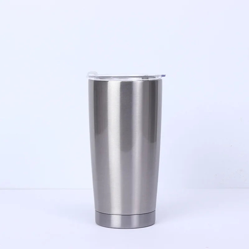 20oz High Color Double Layer Stainless Steel Insulated Cup Car Cup Ice Cream Cup Beer Cup Outdoor Portable Water Cup Zpaxo sliver 20oz