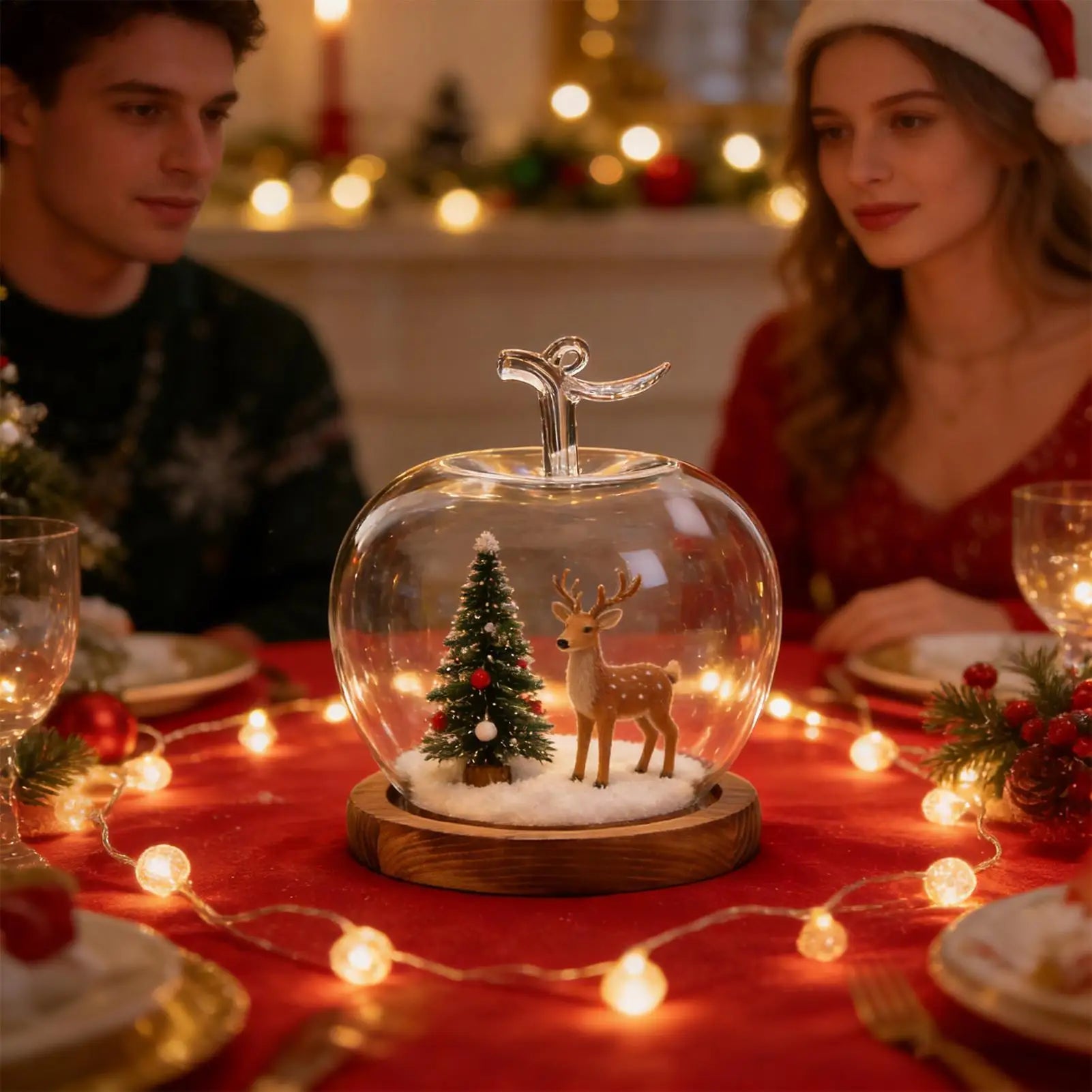 Glass Dome Fruit Shape Desktop Decoration Preserved Flower Glass Cloche for Collectors Home Office Retail Store Wedding Jewelry Zpaxo