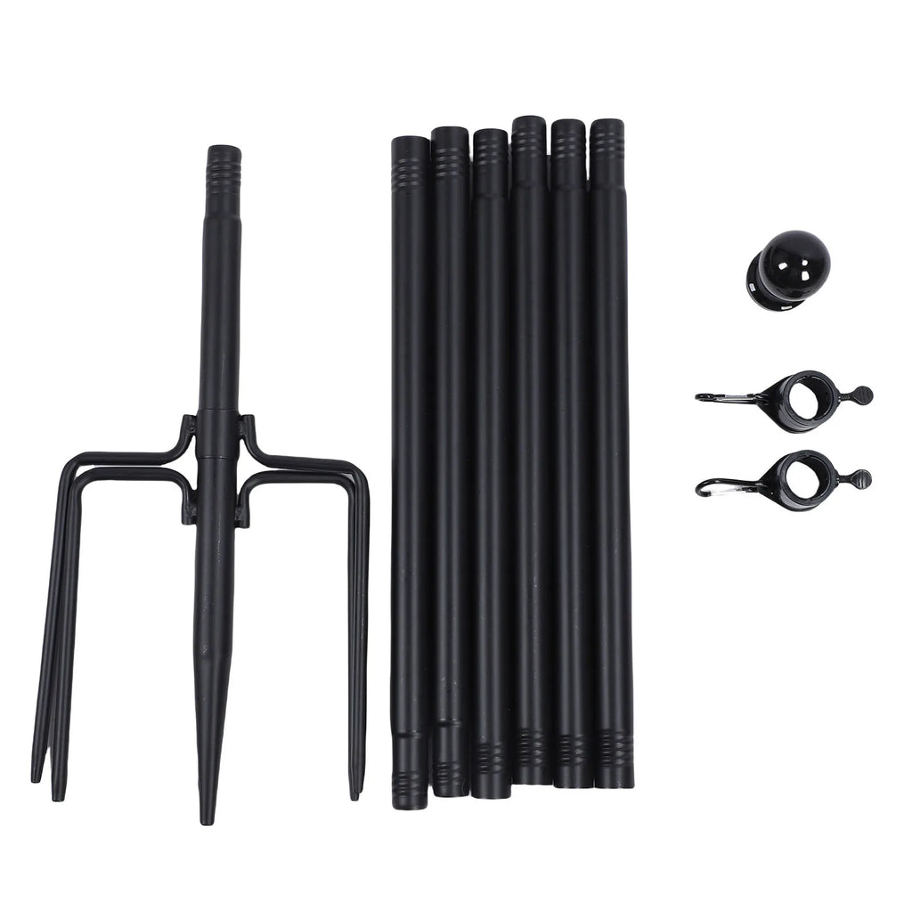 10 FT Ground Garden Flag Pole Thickened Stainless Steel Flagpole Outdoor Flag Pole Tool with 5 Prong Base for Yard Garden Zpaxo black