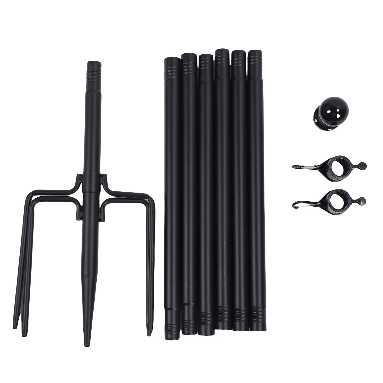 10 FT Ground Garden Flag Pole Thickened Stainless Steel Flagpole Outdoor Flag Pole Tool with 5 Prong Base for Yard Garden Zpaxo black