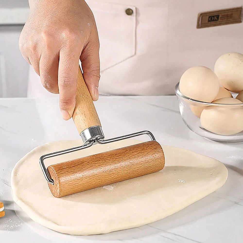 Wood Rolling Pin With Handle for Baking Dough Roller Pastry Pasta Pizza Roller Kitchen Utensils Zpaxo