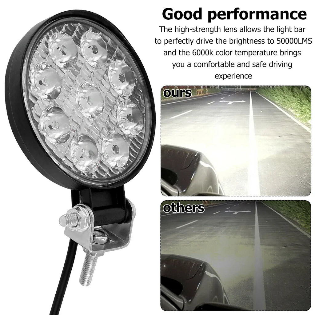2/4Pcs 480W Work Light Car Truck LED Headlight Round 9 LED Light 6000K 5000LM Headlamp for Off-road Auto Car Van Truck SUV IP68 Zpaxo