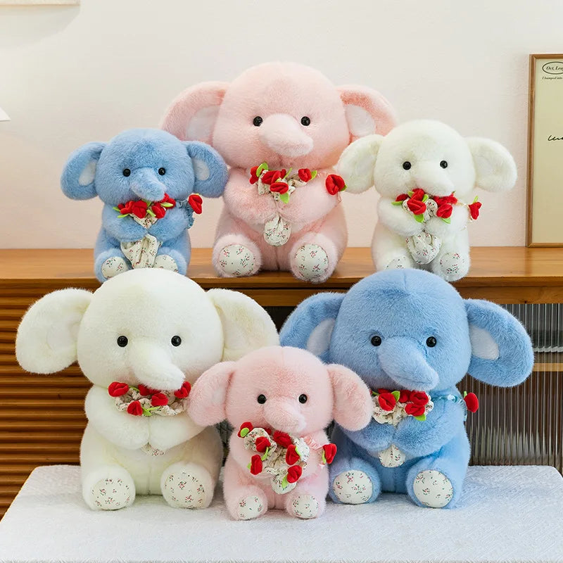 Rose-shaped Elephant Pillow Flower Bouquet Hat Transformable Plush