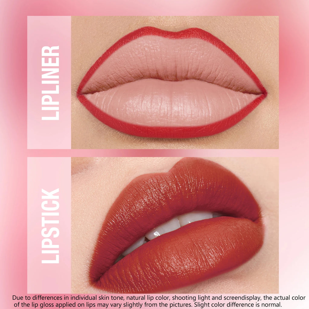 Integrated Waterproof Lipliner+lipstick Lipstick No Smudge Fade Cup