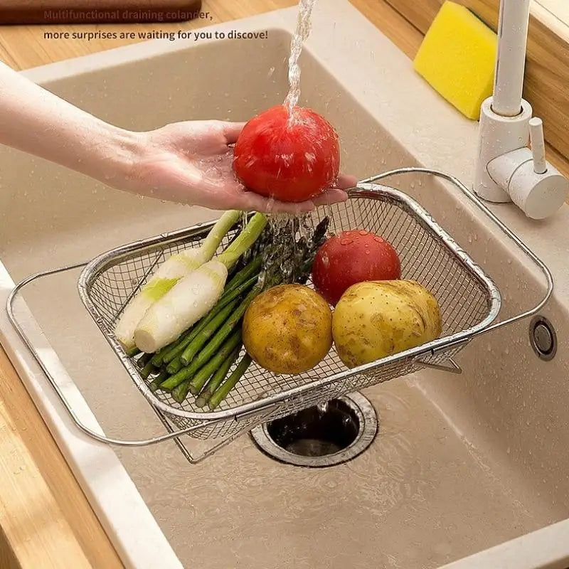 Retractable Stainless Steel Sink Drain Basket & Colander