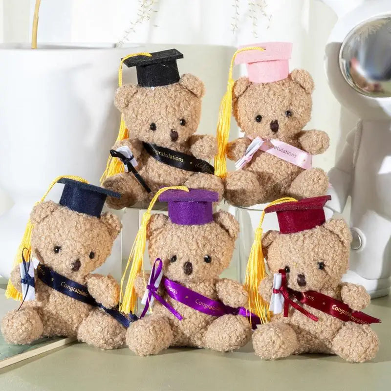 Stuffed Graduation Bear 5.1 Inch Plush Bear With Hat And Certificate Graduation Souvenir Animal Desktop Ornament For Zpaxo