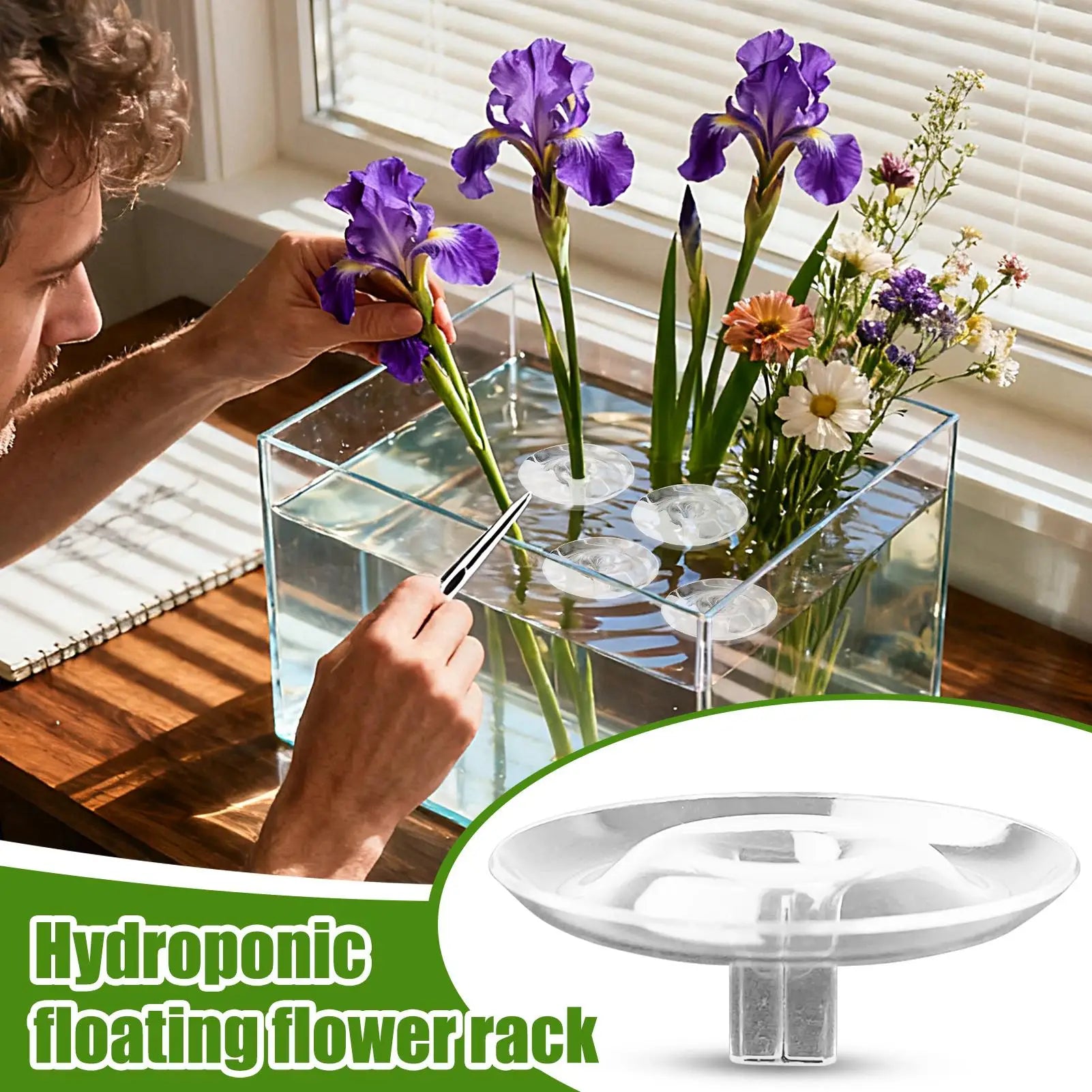 Floating Flower Holder Transparent Stem Support Vase Bowl Centerpiece