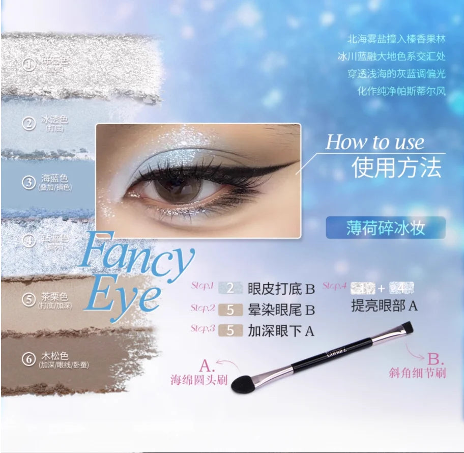 Eunarz Eyeshadow Palette 6 Colors Blue Matte Satin Shimmer Impact Zpaxo
