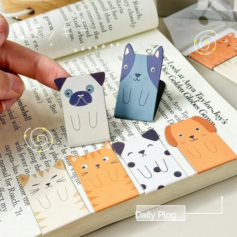 4 Cartoon Animal Magnetic Bookmarks Cute Dog Cat Stationery Students