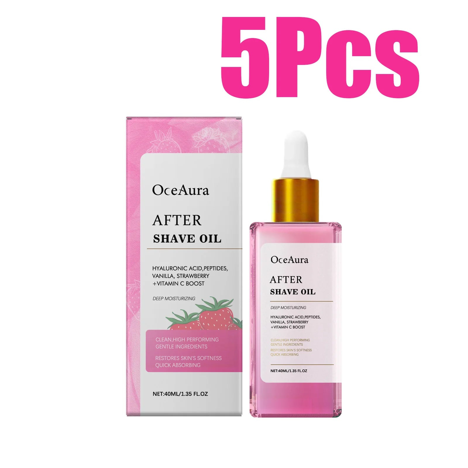 OceAura Strawberry After Shave Oil – Soothing & Moisturizing After Shave Oil Zpaxo 5 x 40ml Boxed