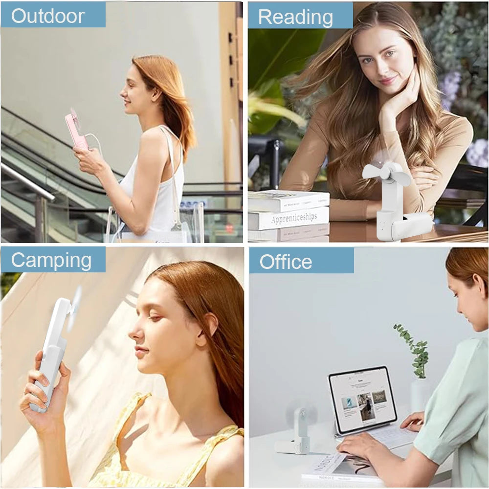 Mini Portable Fan 2000mAh Rechargeable Foldable Small Pocket Handy
