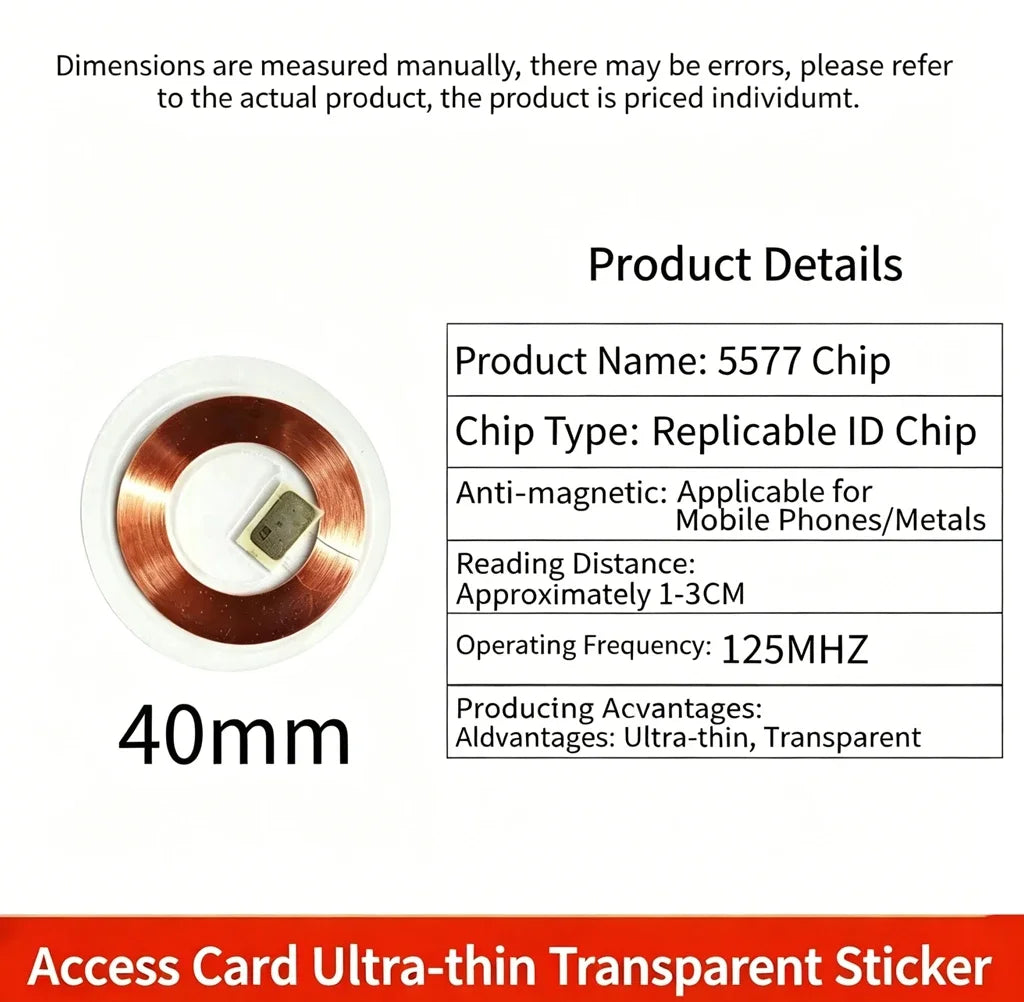 5/10Pcs 125KHz ID T5577 Writable Rewritable Copper Coil Coin Card Keyfob RFID Ultra-thin Cell Phone Access Card Zpaxo