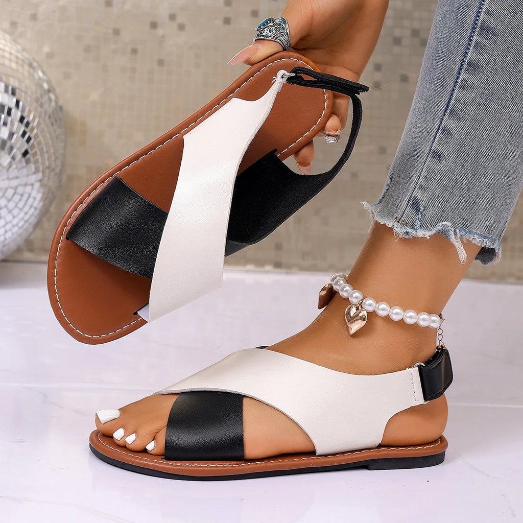 2026 Women Flat Sandals Summer Mix Luxury Designer Shoes Casual Beach Zpaxo black and white 40