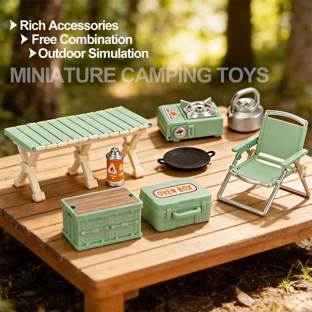 Realistic Miniature Camping Picnic Furniture Doll House Portable