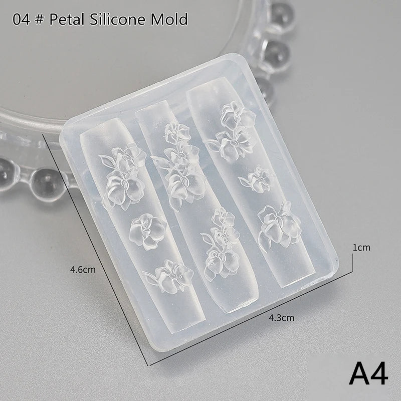 Silicone Flower Butterfly Nail Carving Mold 3D Stamping Plate Nails Zpaxo A4