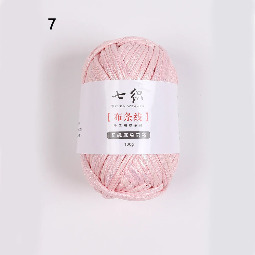 100g/Roll Metallic Crochet Yarn Imitation Leather Shiny Crochet Yarn Fabric Yarn for Knitting T-Shirt Bag Craft Zpaxo Pink