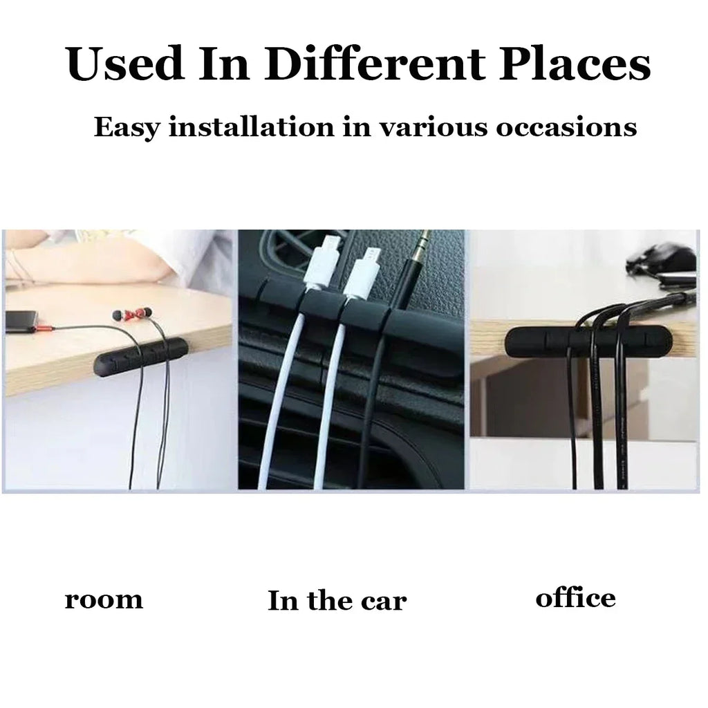 L16 Cable Organizer Silicone USB Winder Desktop Tidy Management Clips Zpaxo
