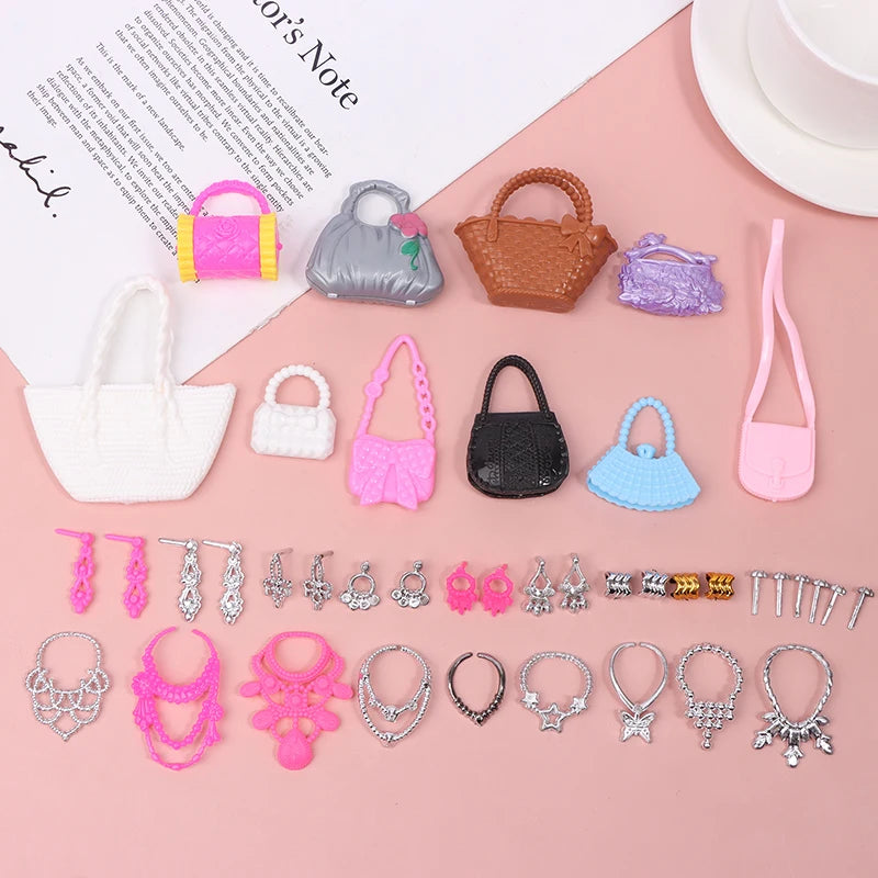 Doll Toy Accessory Electroplated Crown Necklace Ear Studs Bracelets Zpaxo
