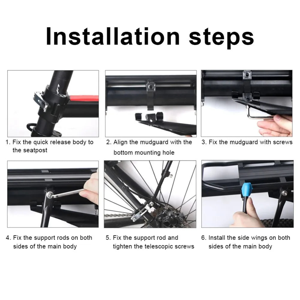 Quick Release Adjustable Bike Bicycle Cargo Rack Bike Rear Rack MTB Road Bicycle Bike Cargo Luggage Carrier Rack with Mudguard Zpaxo