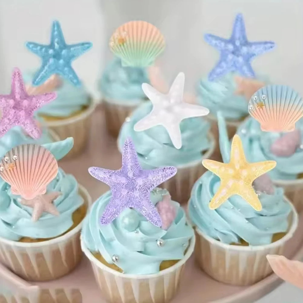 Shell Starfish Cake Decoration Resin Ocean Themed Cake Topper for Birthday Party Baby Shower Wedding Cake Decor Zpaxo