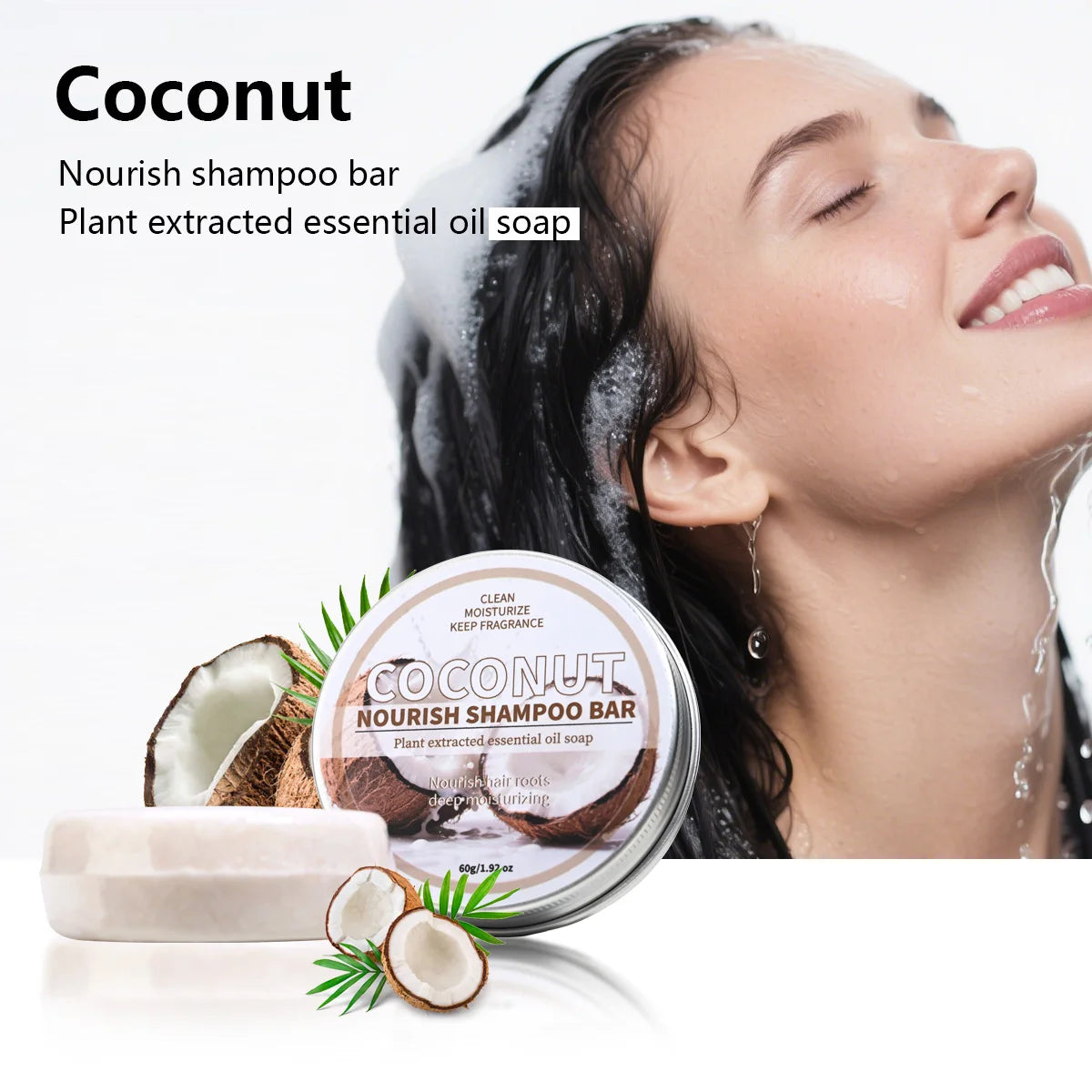 Coconut Oil Shampoo Bar – Deep Cleansing Handmade Soap Shampoo Bar Soap Zpaxo 60g