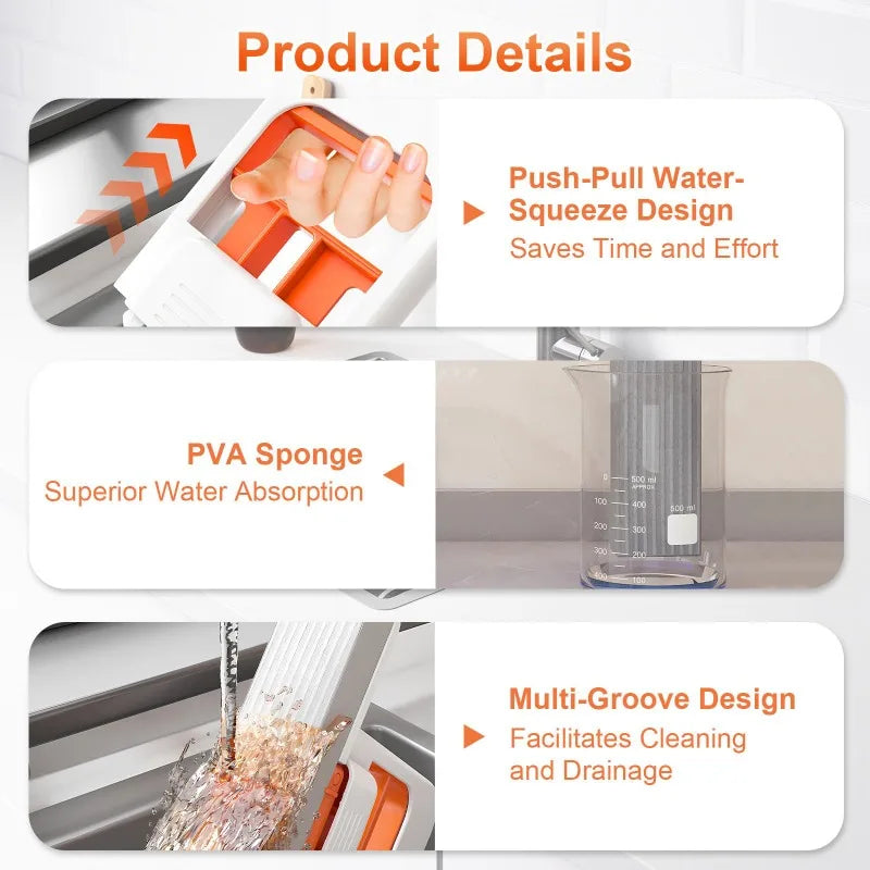 2/8PCS Self-Squeezing Mop Desktop Mops Handheld Sponge Mop Bathroom Kitchen Glass Foldable Tabletop Scrubber Mini Cleaning Tool Zpaxo