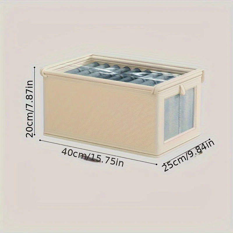 Visible Wardrobe Storage Organizers Cabinet Drawer Clothes Storage Box for T-Shirts Jeans Underwear Pants Organizer Box Zpaxo beige Large